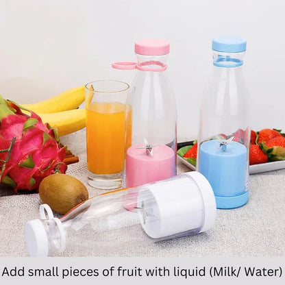 BLENDER PORTABLE JUICER FOR SMOOTHIE-JUICE-VEGETABLE SHAKES WITH 6 BLADES WIRELESS CHARGING MINI PERSONAL SIZE MIXER BOTTLE GRINDER 420 ML