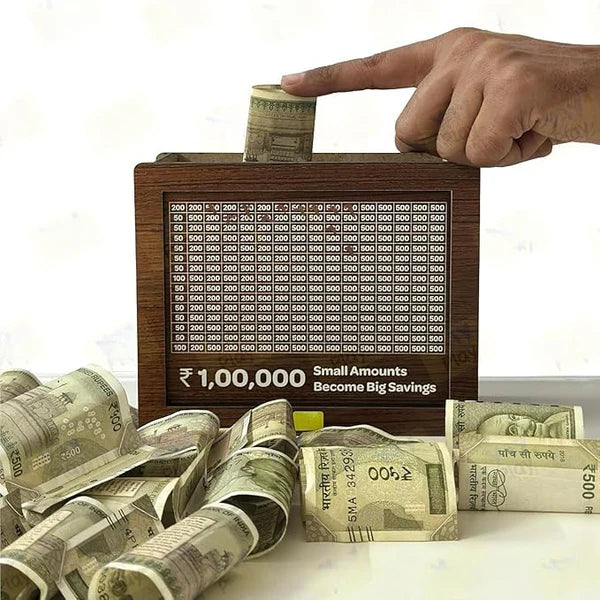 Big Money Saving Milestone Wooden Box - Save Rs 1,00,000/- In Invest Rs 399/-