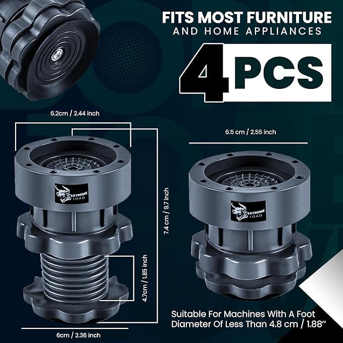 Adjustable Anti Vibration Washing Machine Feet Pads (Set of 4)
