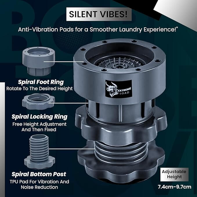 Adjustable Anti Vibration Washing Machine Feet Pads (Set of 4)