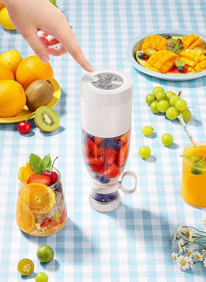BLENDER PORTABLE JUICER FOR SMOOTHIE-JUICE-VEGETABLE SHAKES WITH 6 BLADES WIRELESS CHARGING MINI PERSONAL SIZE MIXER BOTTLE GRINDER 420 ML