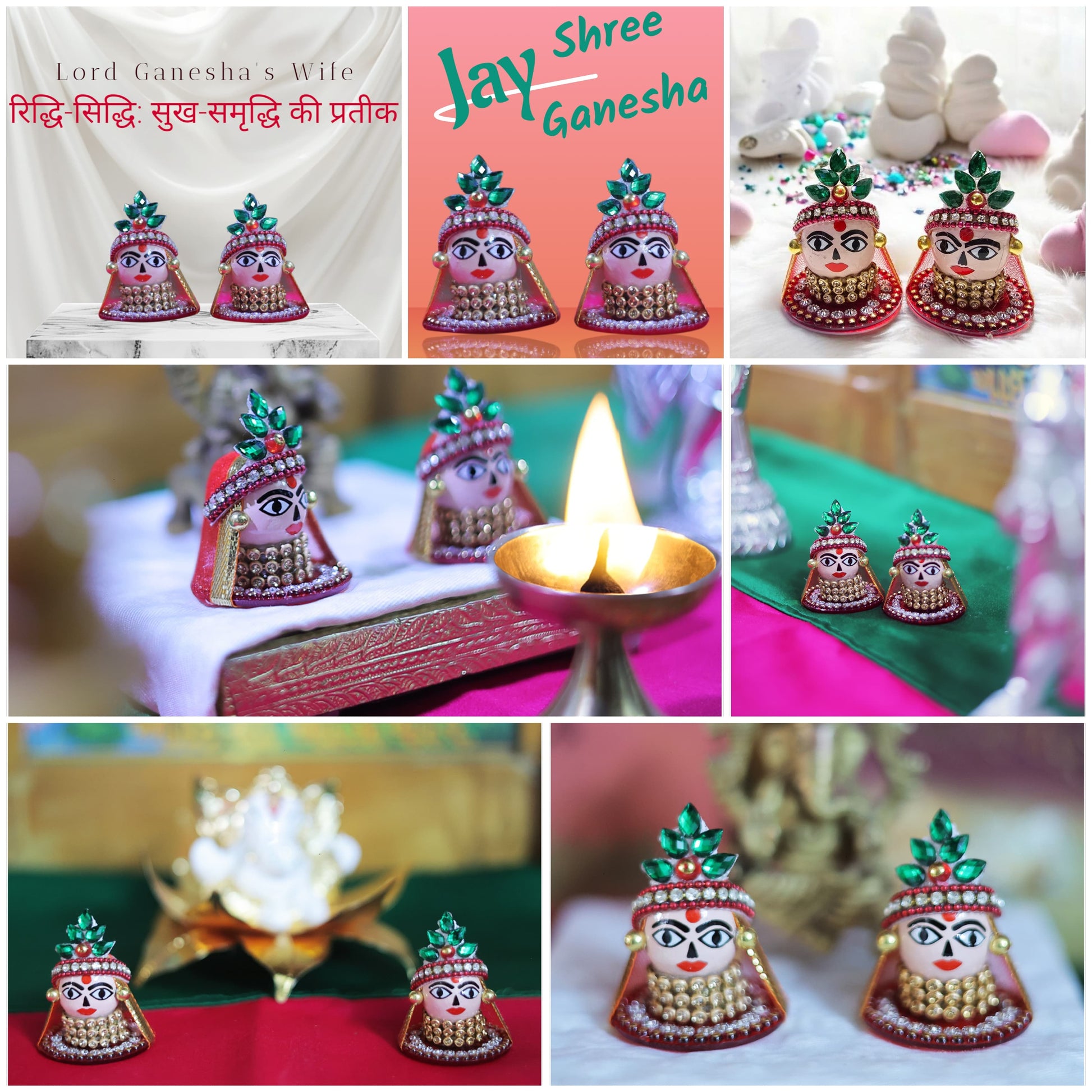 🙏🏻Riddhi Siddhi Idol Pair Lord Ganesha's Wife - Blessings of Prosperity & Wisdom "सुखसमृद्धाः भवतः"🙏🏻